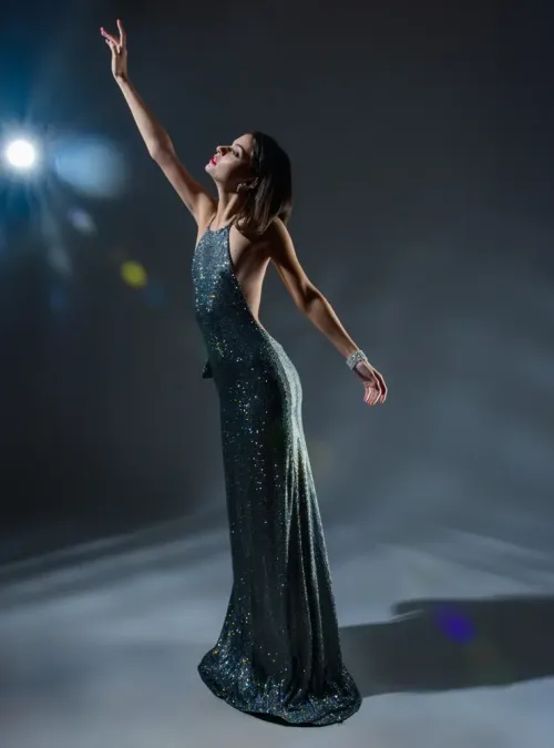 panicouture diamon crystal EMBELISHED evening gown meghan